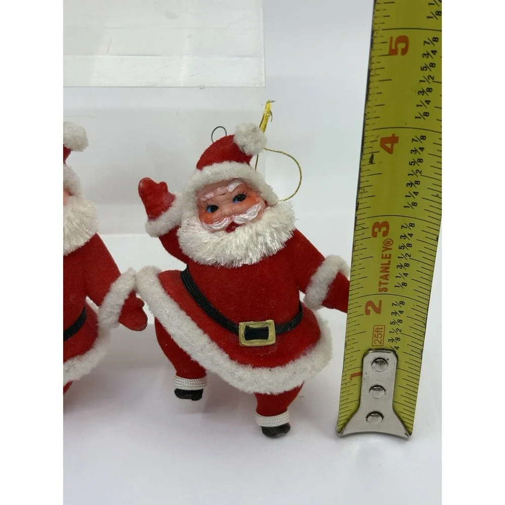 1960s Vintage Jolly Dancing Santa Christmas Tree Ornament Felt Plastic Japan 2